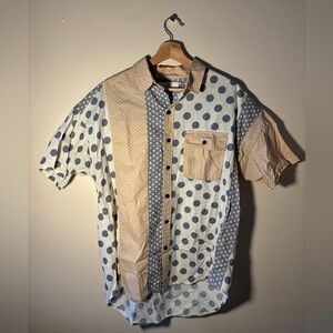 Polka Dot Patchwork Button-down Shirt